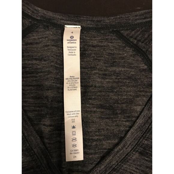 Lululemon Interval Women's Long-Sleeve Heathered Black V-Neck Top - Size 4 - Picture 6 of 9